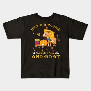 Just A Girl Who Loves Fall & Goat Funny Thanksgiving Gift Kids T-Shirt